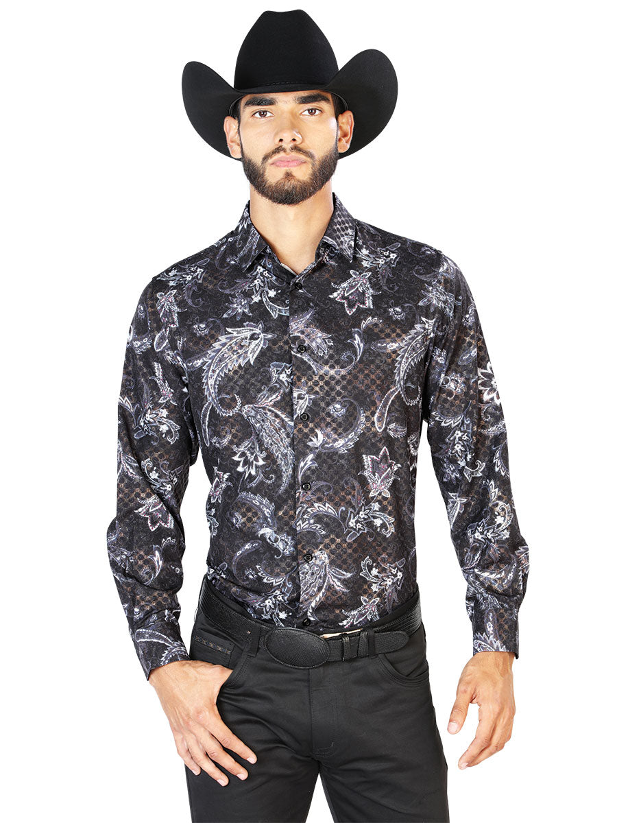 Camisa Casual Manga L El Señor De Los Cielos Wh7-062 97% Poliester 3% Elastano Negro 43830