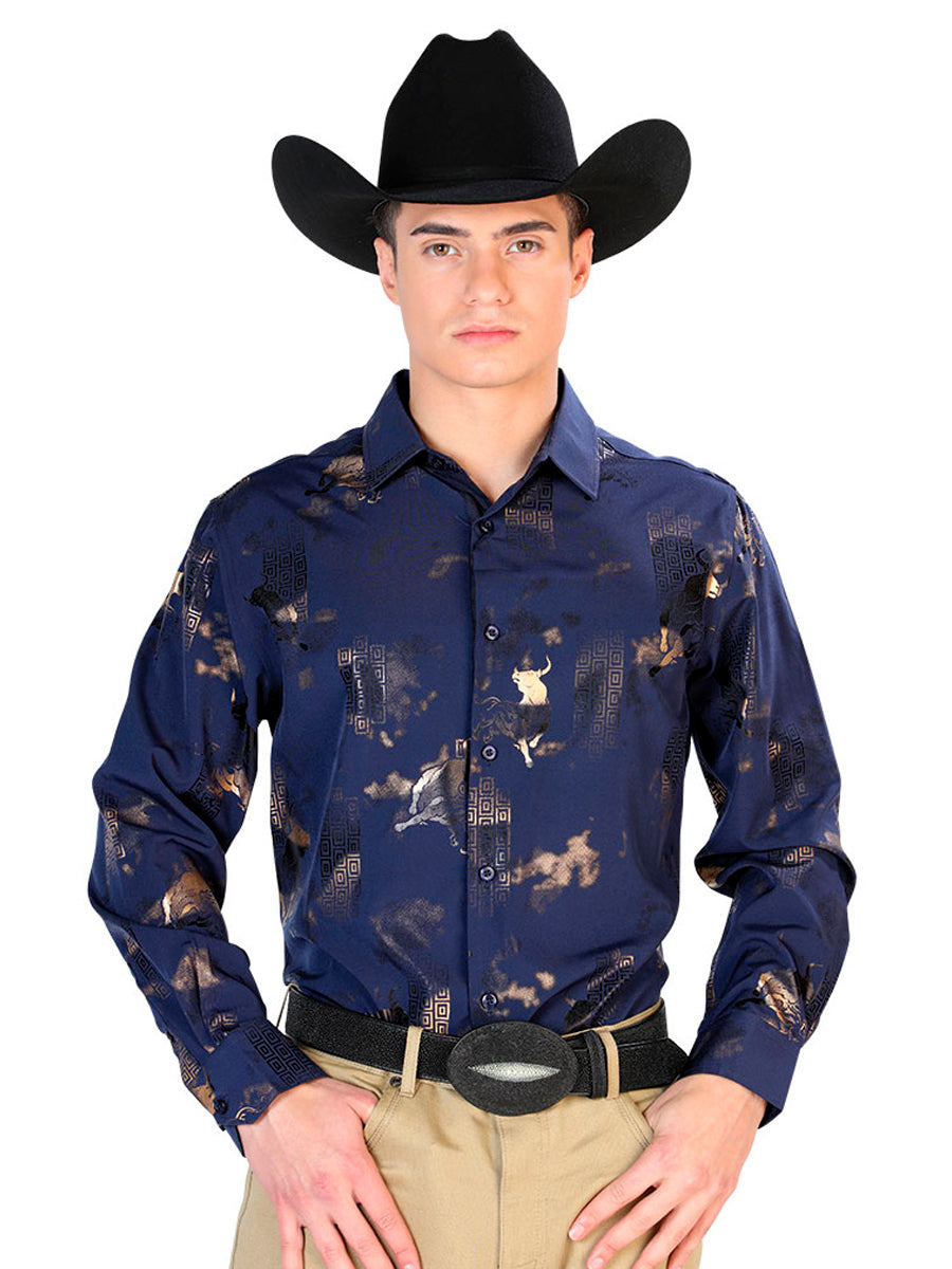 Camisa Casual Manga L El Señor De Los Cielos Wh7-204 97% Poliéster 3% Elastano Azul Marino 43832