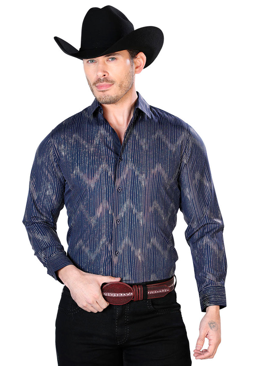 Camisa Casual Manga L El Señor De Los Cielos Wh7-201 97% Poliéster 3% Elastano Azul Marino 43834