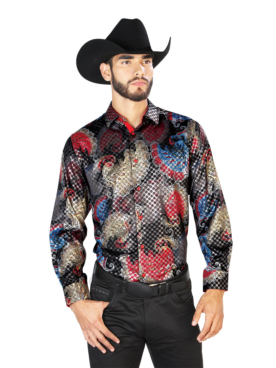 Negro Casual Manga Larga Camisa 43836