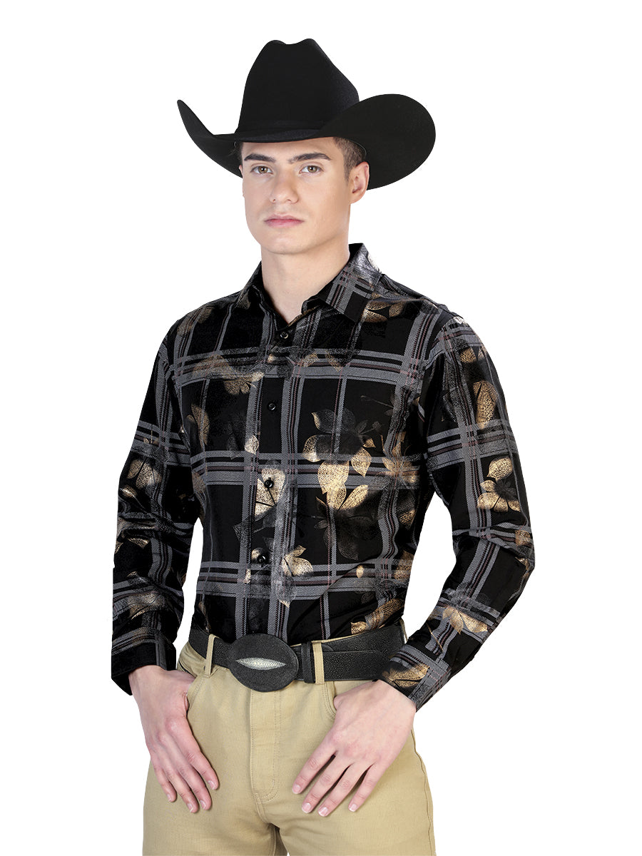 Camisa Casual Manga L El Señor De Los Cielos Wh7-202 97% Poliester 3% Elastano Negro 43839