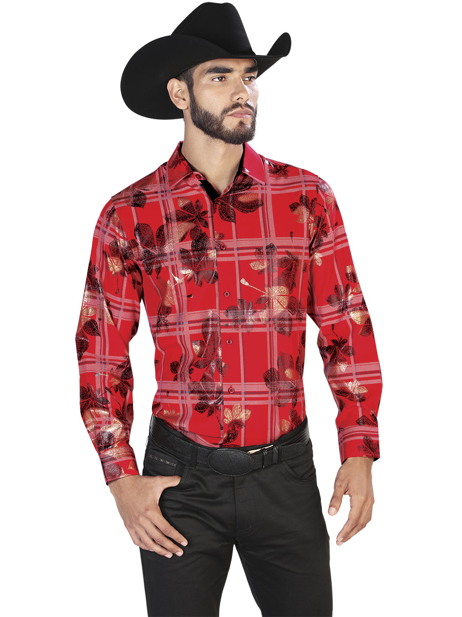 Rojo Casual Manga Larga Camisa 43844