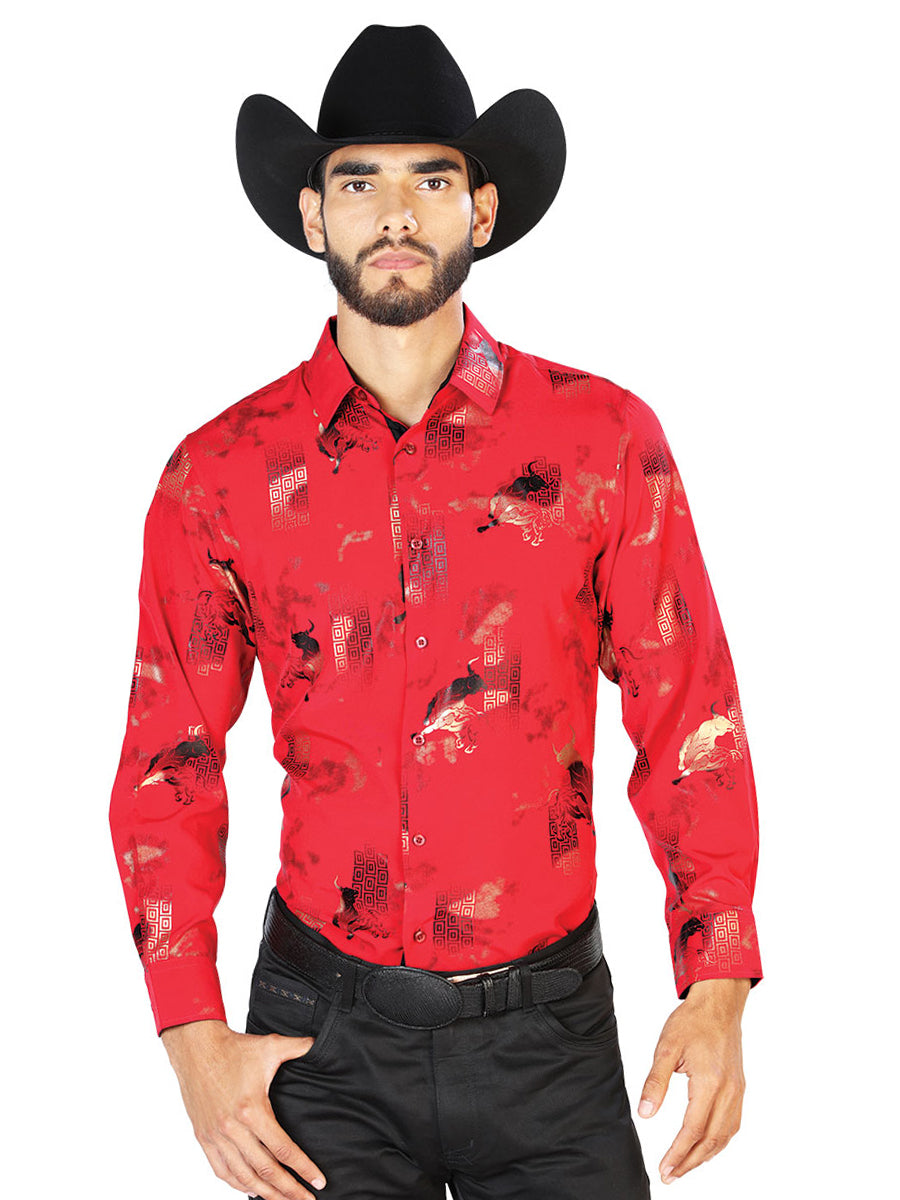 Camisa Casual Manga L El Señor De Los Cielos Wh7-204 97% Poliester 3% Elastano Vino 43846