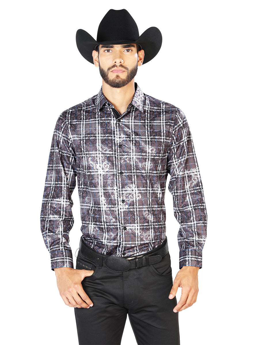 Negro Casual Manga Larga Camisa 43848