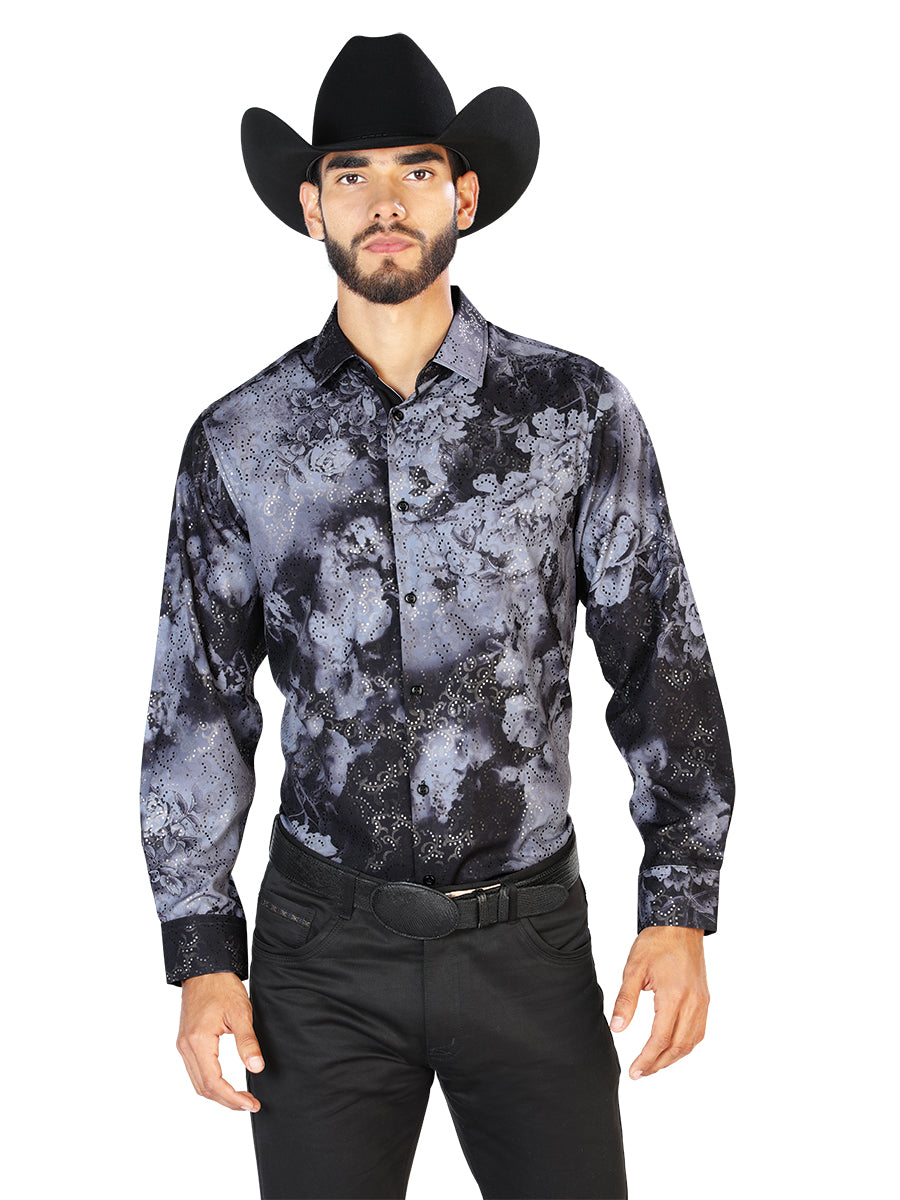 Negro Casual Manga Larga Camisa 43849