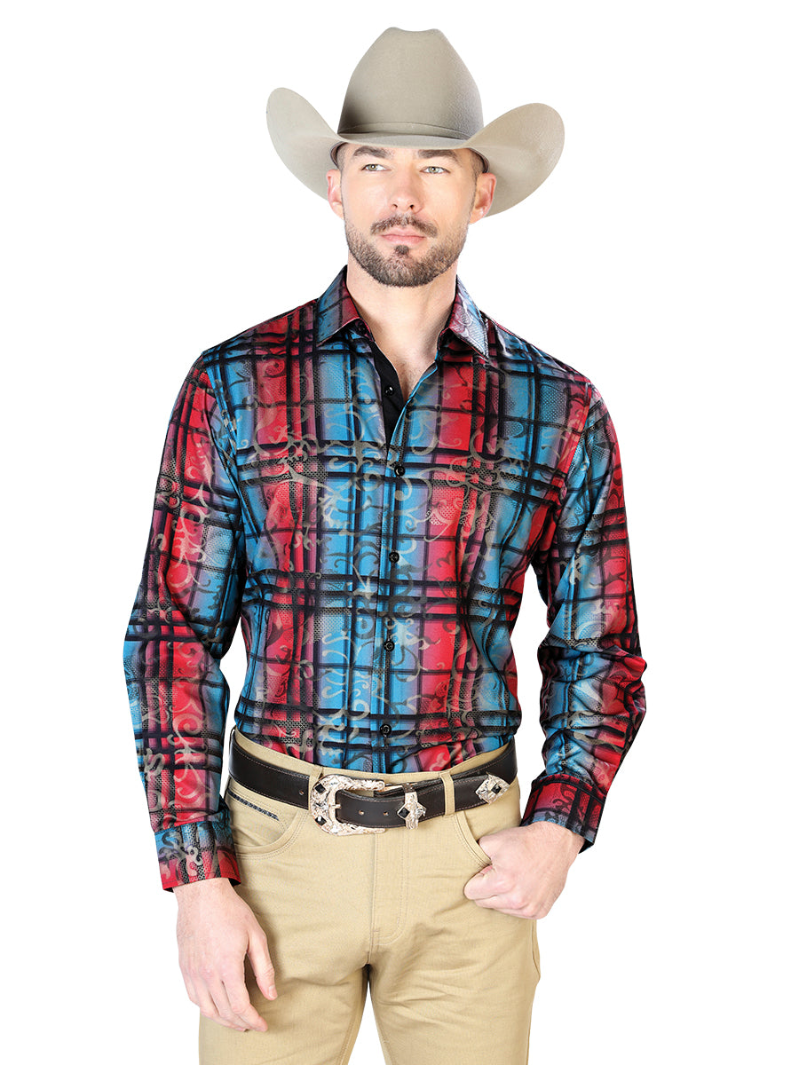 Camisa Casual Manga Larga El Señor De Los Cielos Wh7-144 97% Poliéster 3% Elastano Azul 43851