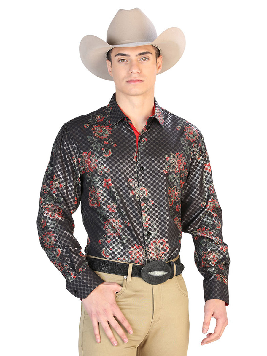 Camisa Casual Manga Larga El Señor De Los Cielos Wh7-026 97% Poliéster 3% Elastano Negro/Multicolor 43857