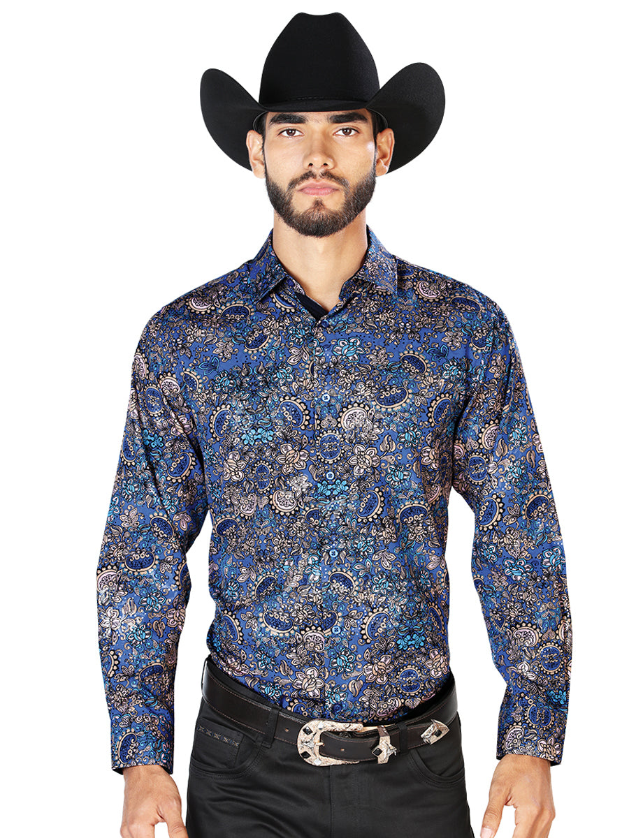 Camisa Casual Manga Larga El Señor De Los Cielos Wh7-052 97% Poliéster 3% Elastano Negro/Multicolor 43860