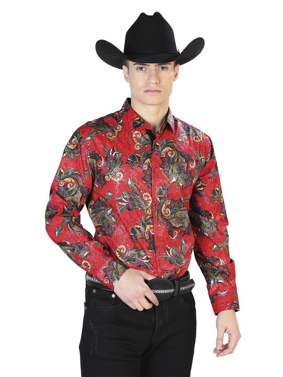 Rojo Casual Manga Larga Camisa 43869