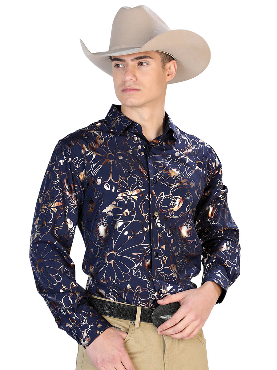 Camisa Casual Manga L El Señor De Los Cielos Wh7-208 97% Poliéster 3% Elastano Azul Marino 43875