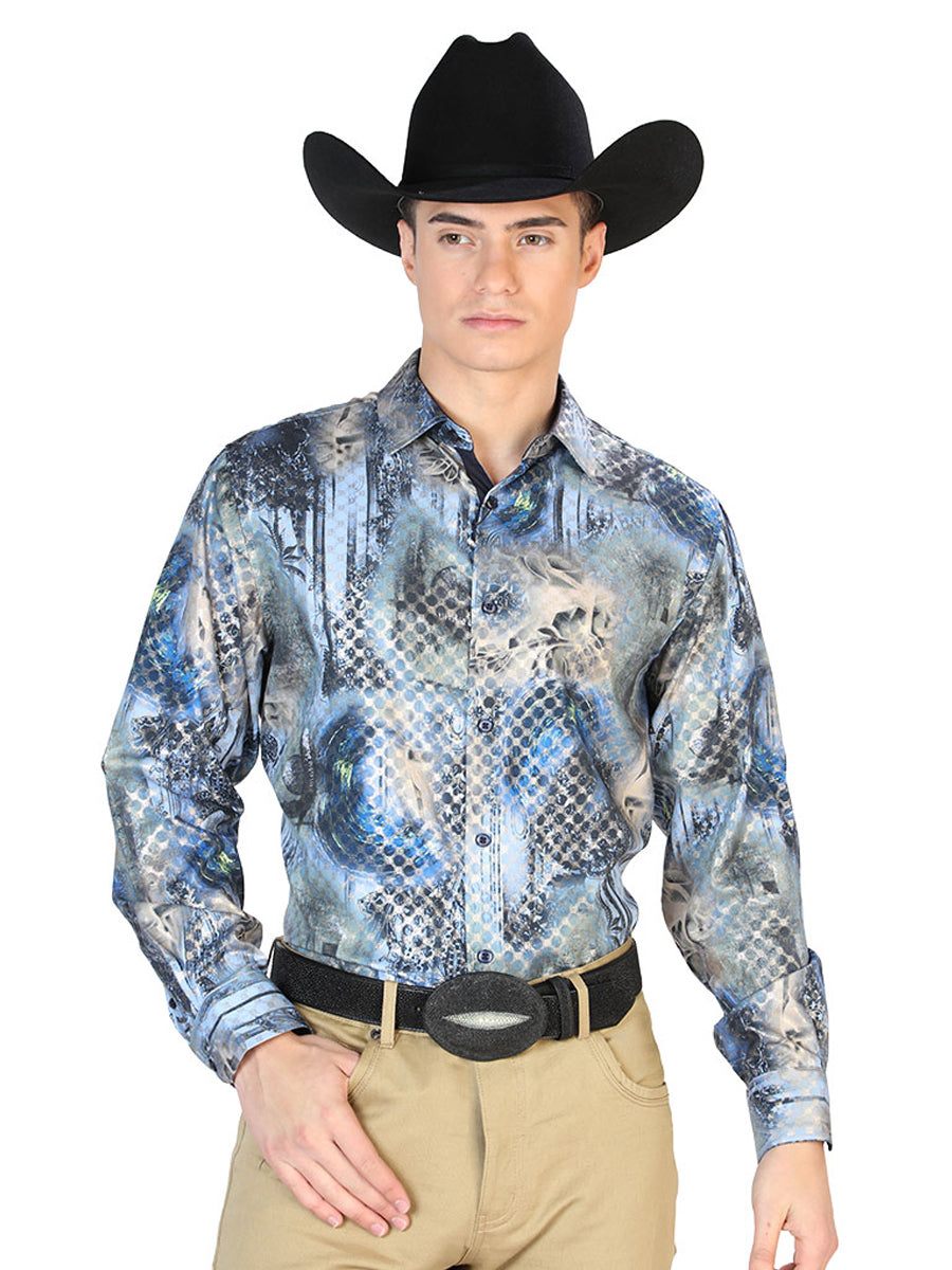 Camisa Casual Manga Larga El Señor De Los Cielos Wh7-063 97% Poliéster 3% Elastano Negro/Multicolor 43878