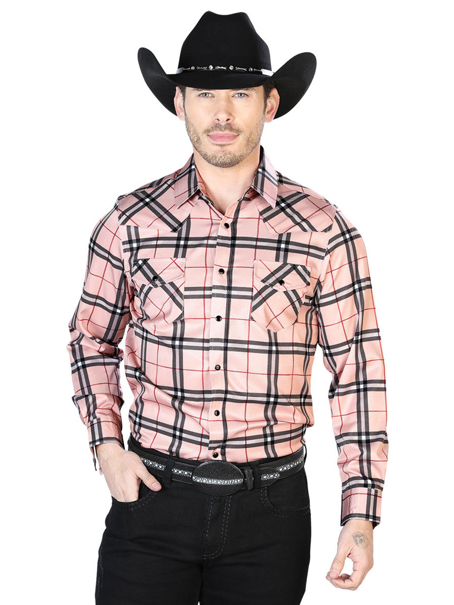 Camisa Casual Manga Larga El Señor De Los Cielos 9 97%Poliéster 3%Lycra Beige/Cuadros 43924