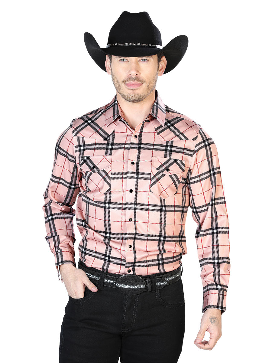 Camisa Casual Manga Larga El Señor De Los Cielos 9 97%Poliéster 3%Lycra Beige/Cuadros 43924