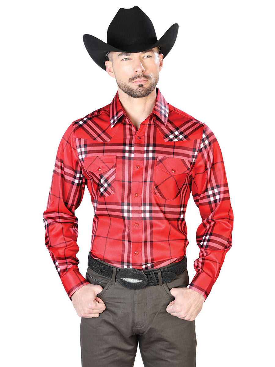 Camisa Casual Manga Larga El Señor De Los Cielos 10 97%Poliéster 3%Lycra Rojo/Cuadros 43925