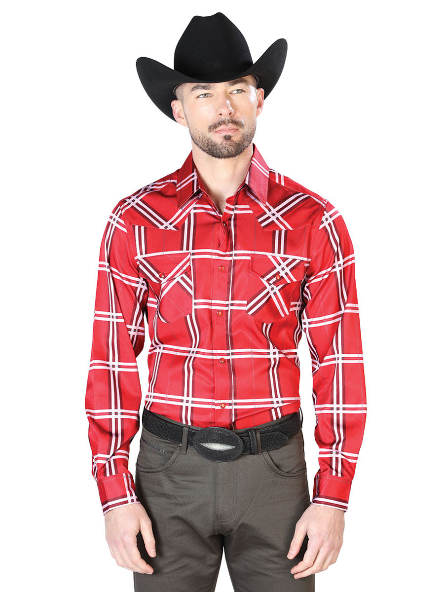 Camisa Casual Manga Larga El Señor De Los Cielos 13 97%Poliéster 3%Lycra Rojo/Rayas 43928