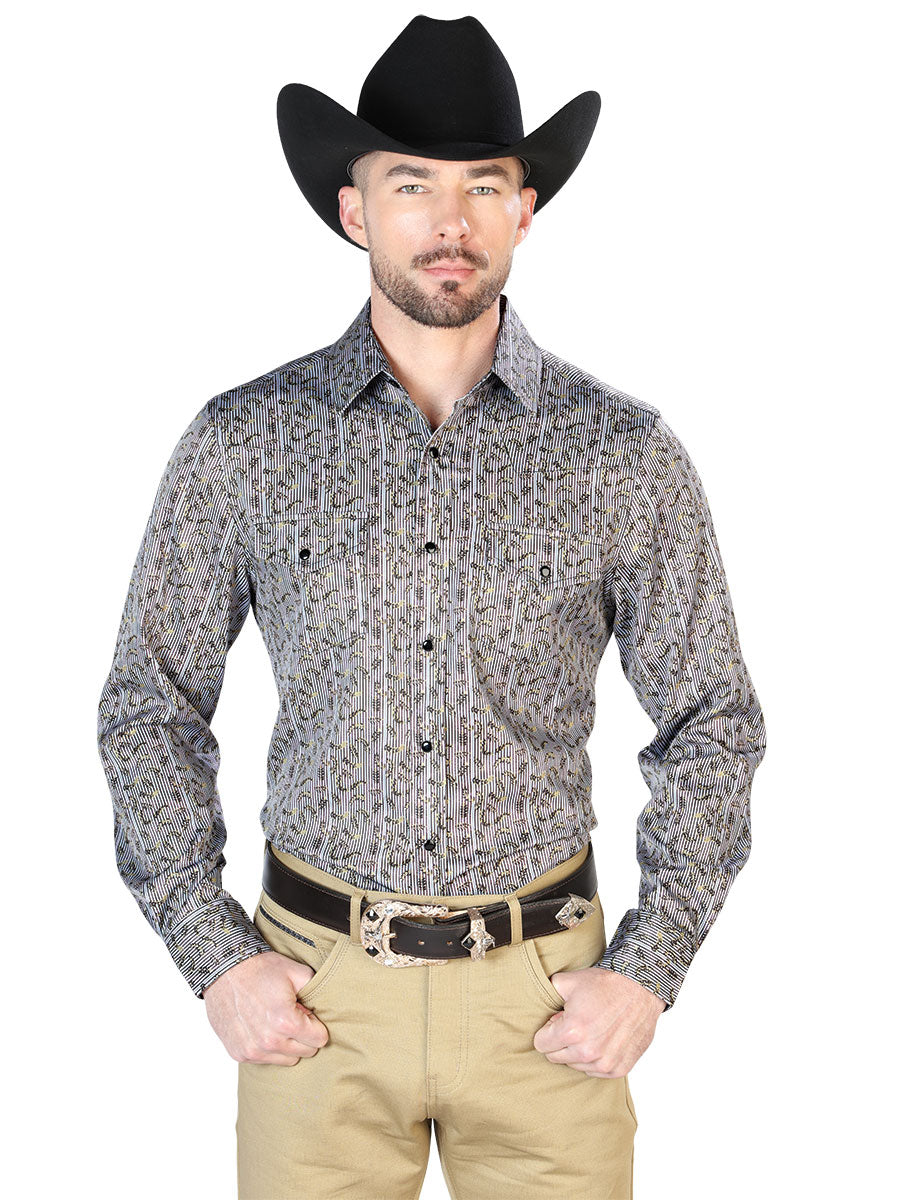 Gris Casual Manga Larga Camisa 43931