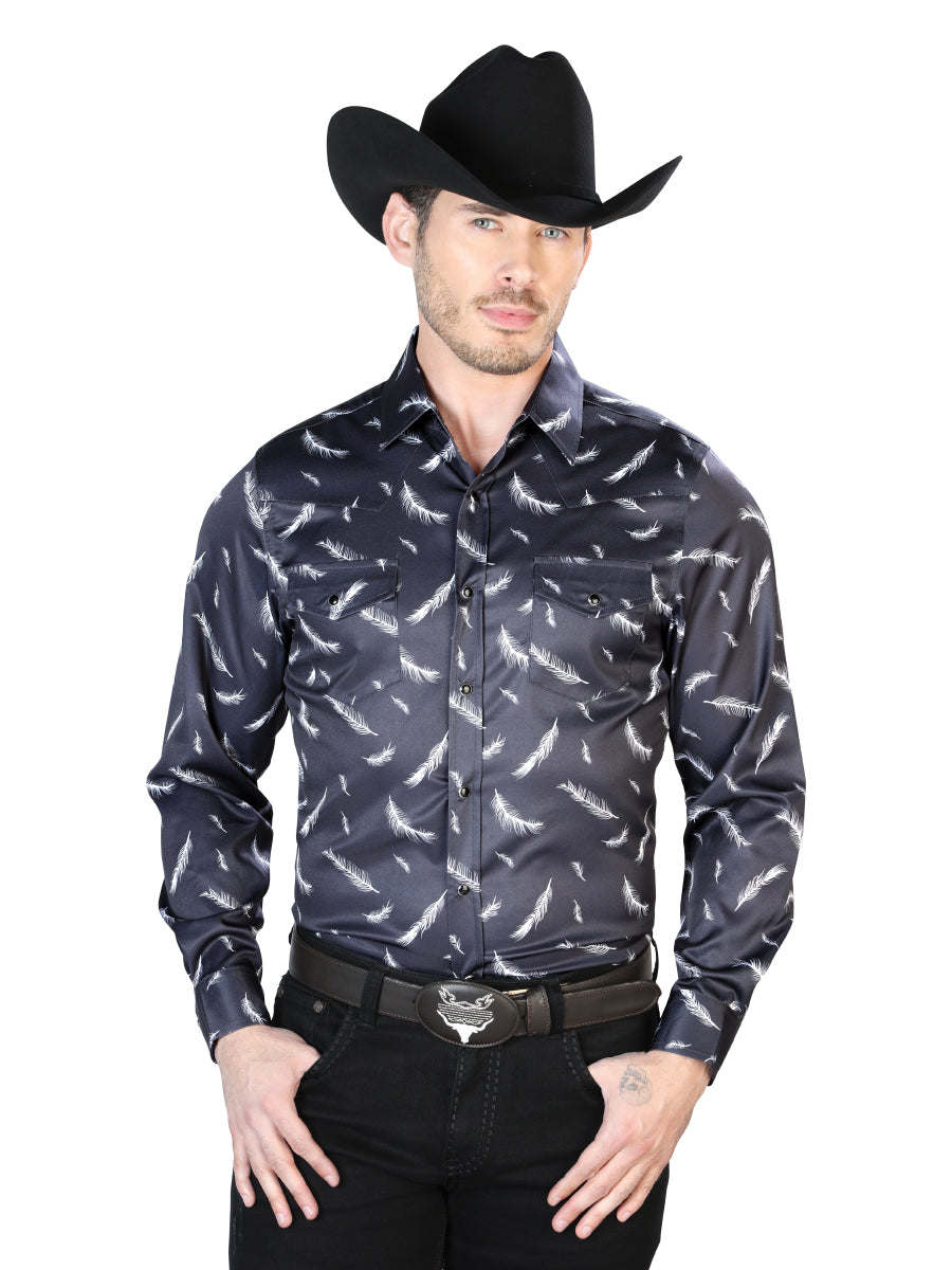 Negro Casual Manga Larga Camisa 43934