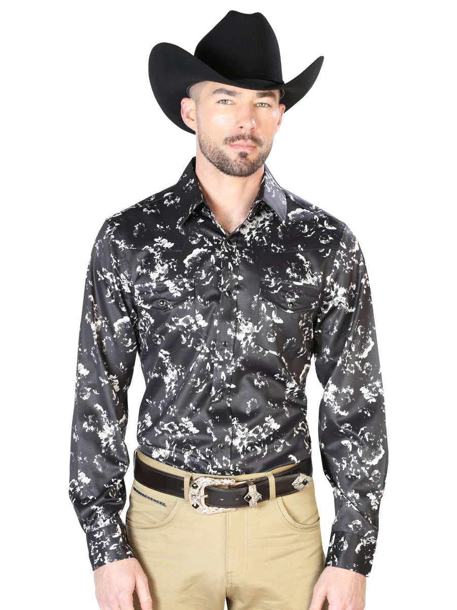 Camisa Casual Manga Larga El Señor De Los Cielos 31 97%Poliéster 3%Lycra Negro/Beige 43946