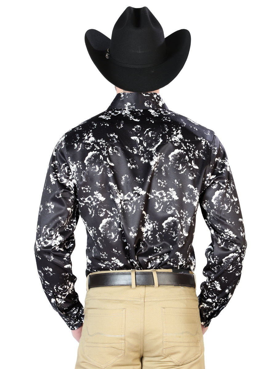 Negro Y Beige Casual Manga Larga Camisa 43946