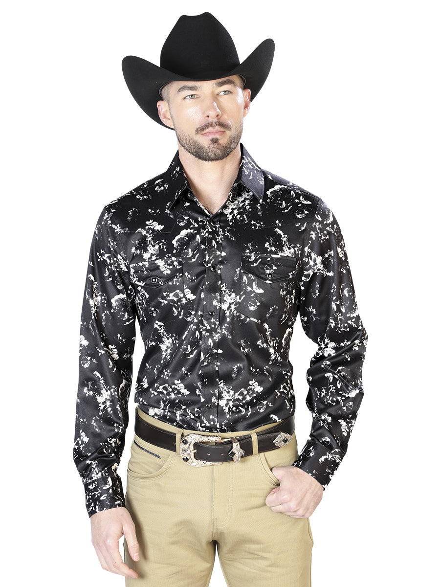 Camisa Casual Manga Larga El Señor De Los Cielos 31 97%Poliéster 3%Lycra Negro/Beige 43946