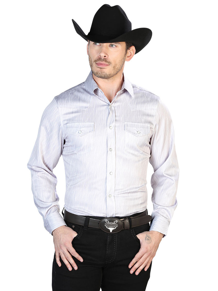 Camisa Casual Manga Larga El Señor De Los Cielos 34 97%Poliéster 3%Lycra Gris 43949