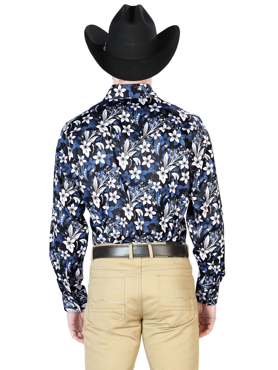 Camisa Casual Manga Larga El Señor De Los Cielos 39 97%Poliéster 3%Lycra Flor Negra 43954