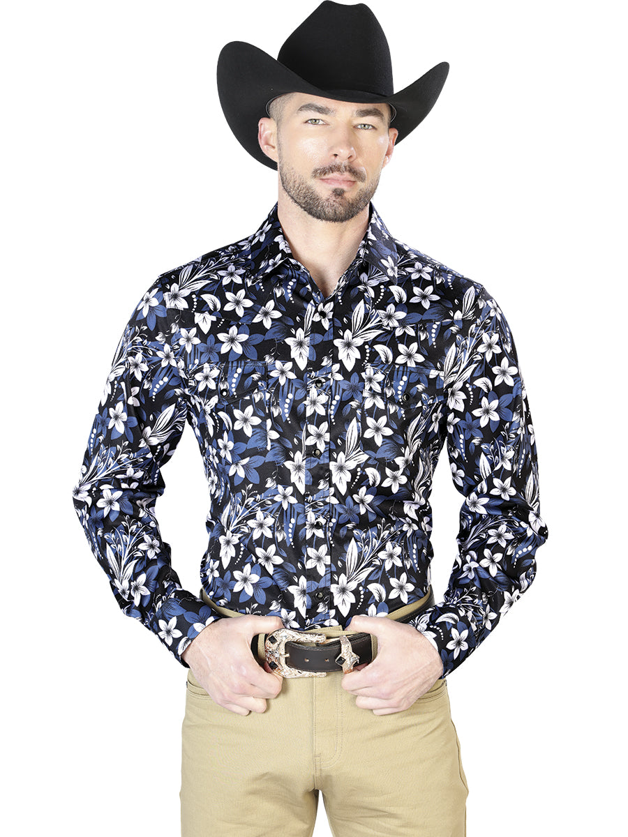 Camisa Casual Manga Larga El Señor De Los Cielos 39 97%Poliéster 3%Lycra Flor Negra 43954