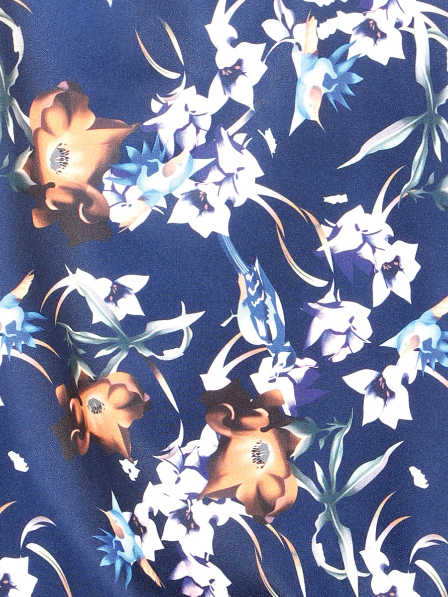 Camisa Casual Manga Larga El Señor De Los Cielos 42 97%Poliéster 3%Lycra Azul/Flores 43957