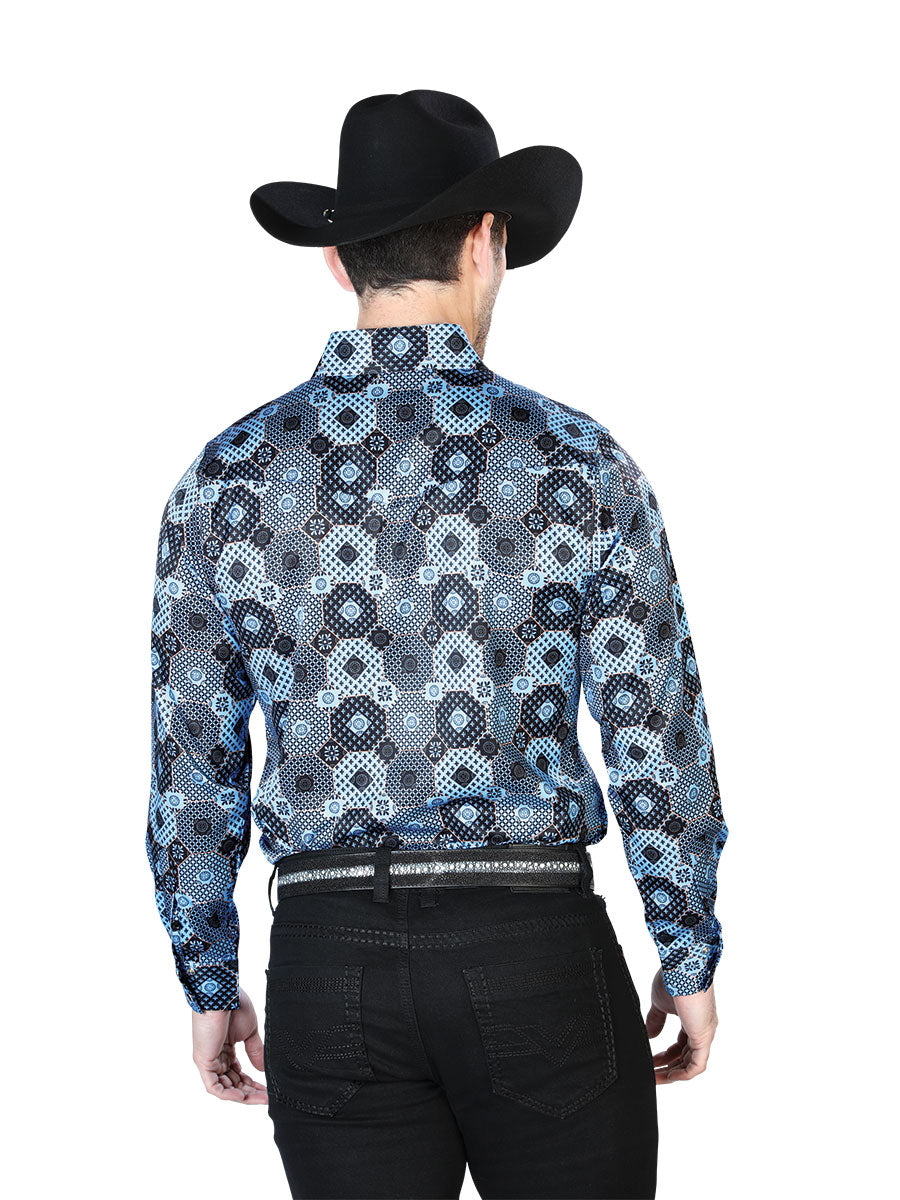 Camisa Casual Manga Larga El Señor De Los Cielos 48 97%Poliéster 3%Lycra Estampado Azul 43963