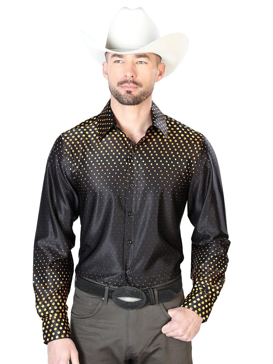 Camisa Casual L/ Manga El Señor De Los Cielos 1 97%Poliéster 3%Lycra Negro/Oro 43986