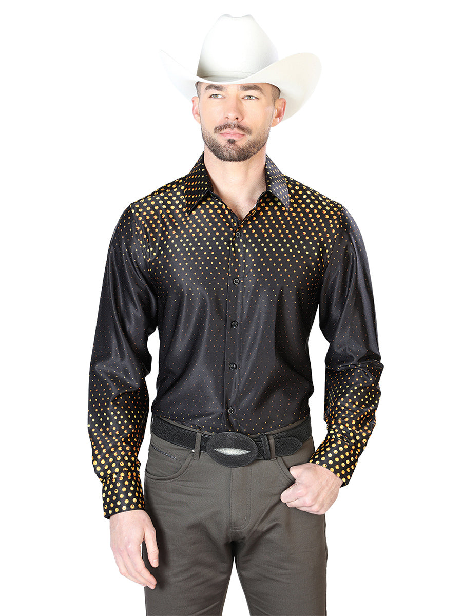 Camisa Casual L/ Manga El Señor De Los Cielos 1 97%Poliéster 3%Lycra Negro/Oro 43986