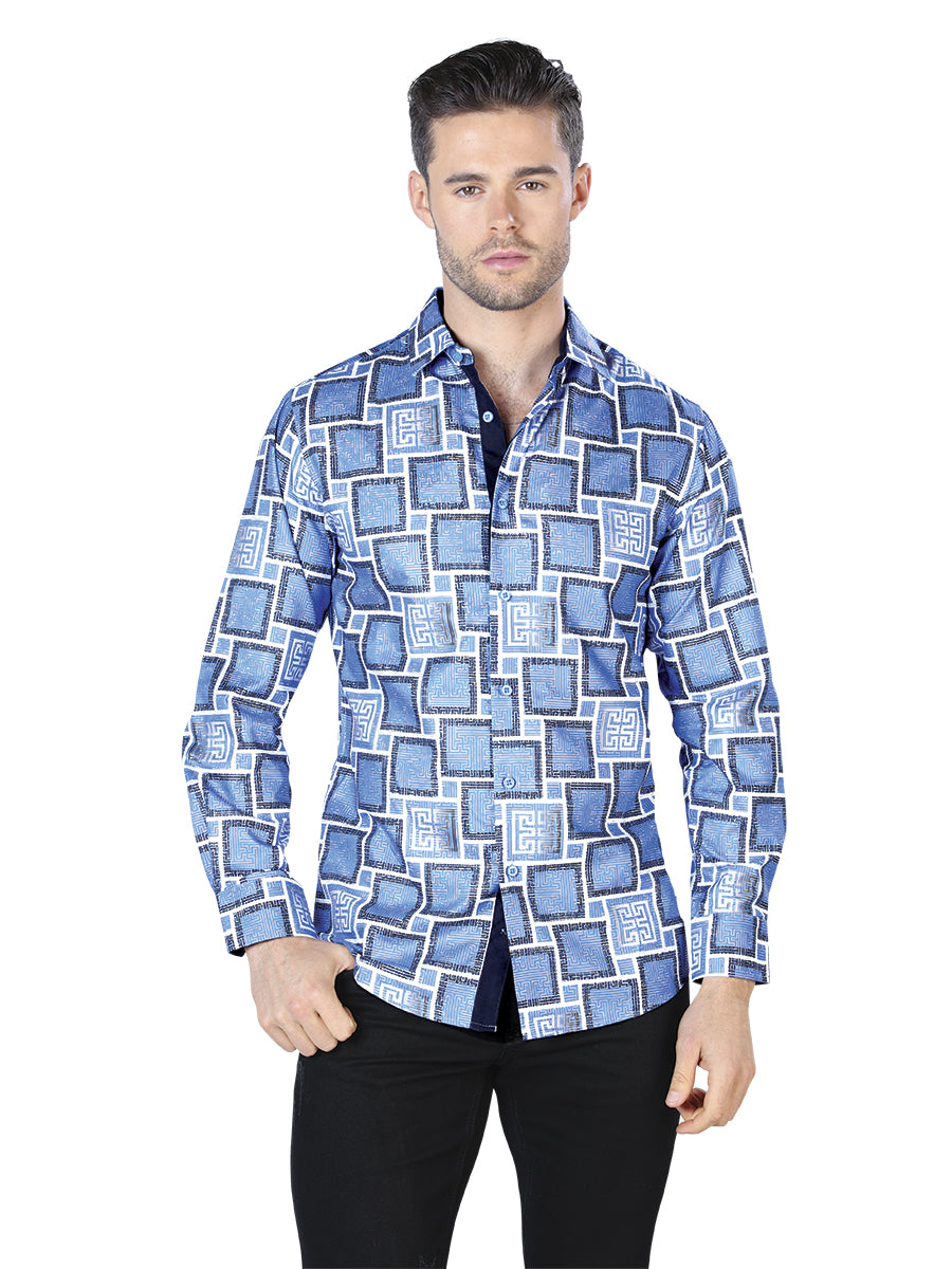 Azul Casual Manga Larga Camisa 44004
