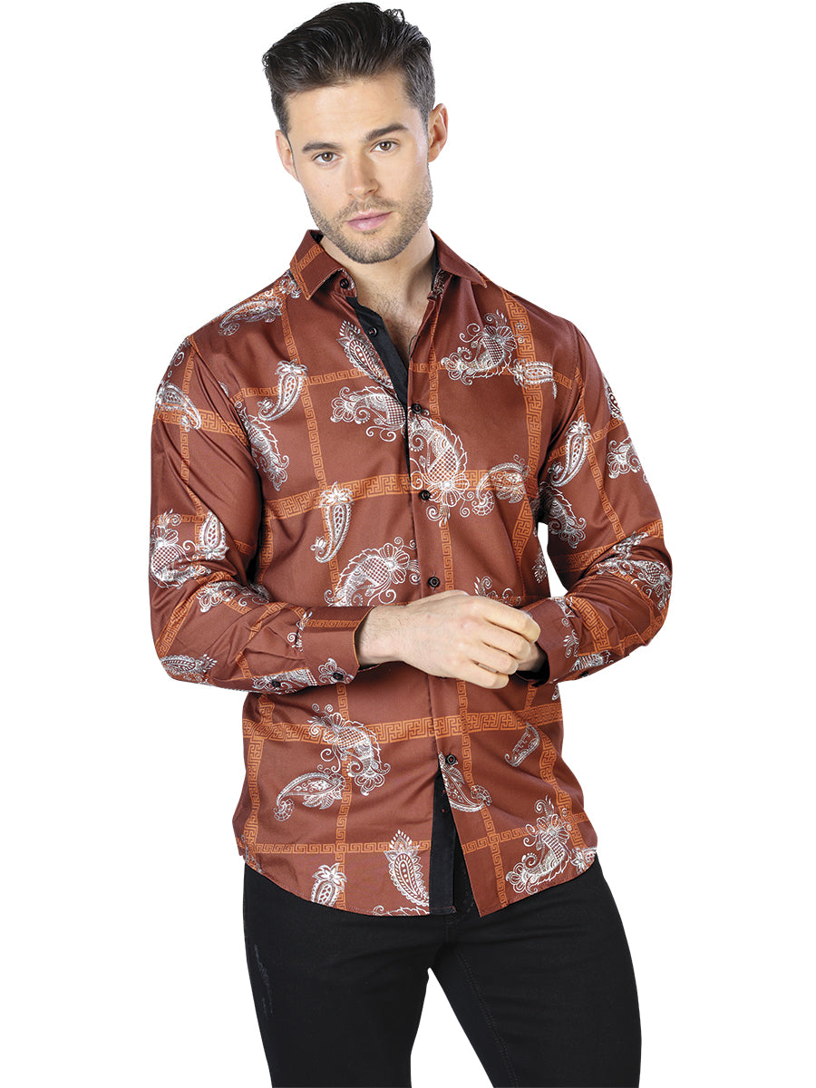 Casual Camisa L/ Manga El Señor De Los Cielos Wh10-023 100% Poliéster Brick 44025