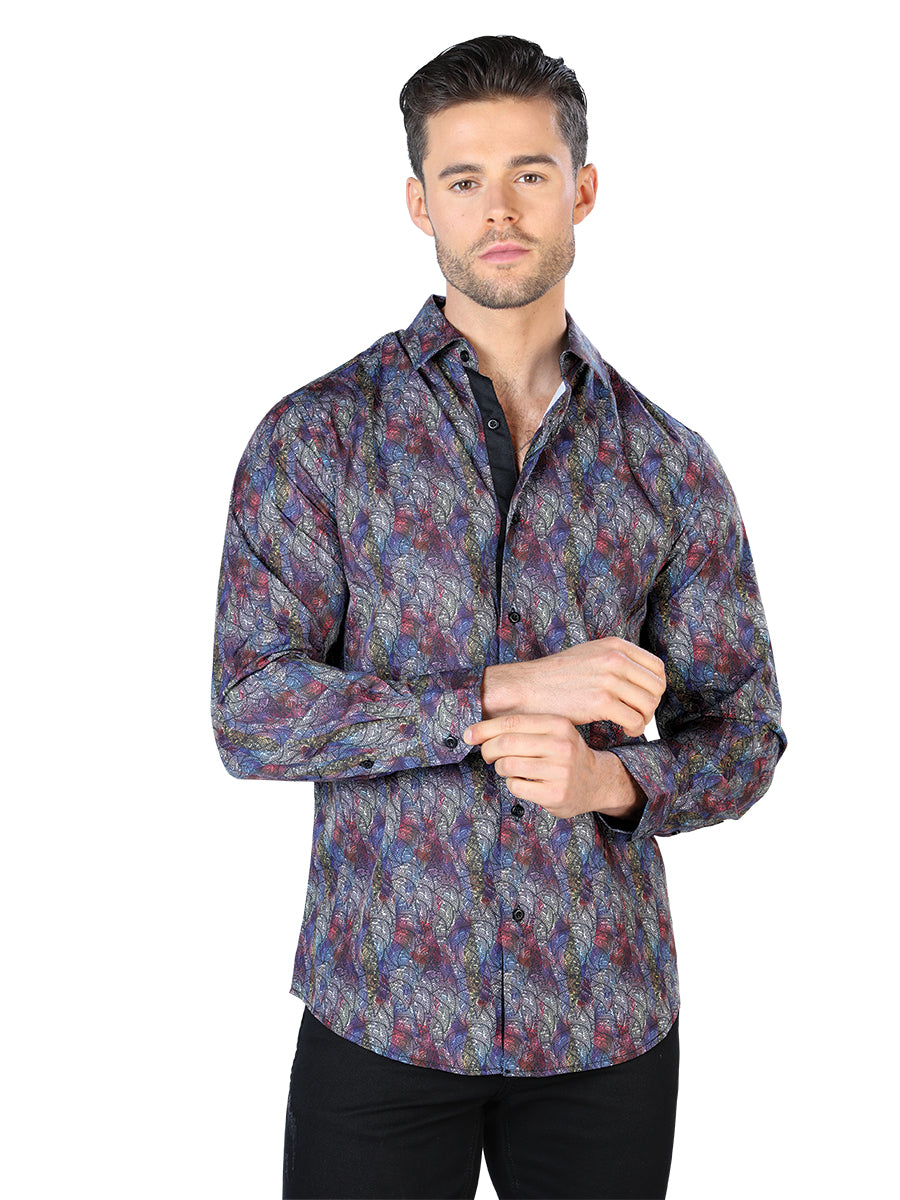 Negro Multicolor Manga Larga Camisa 44044
