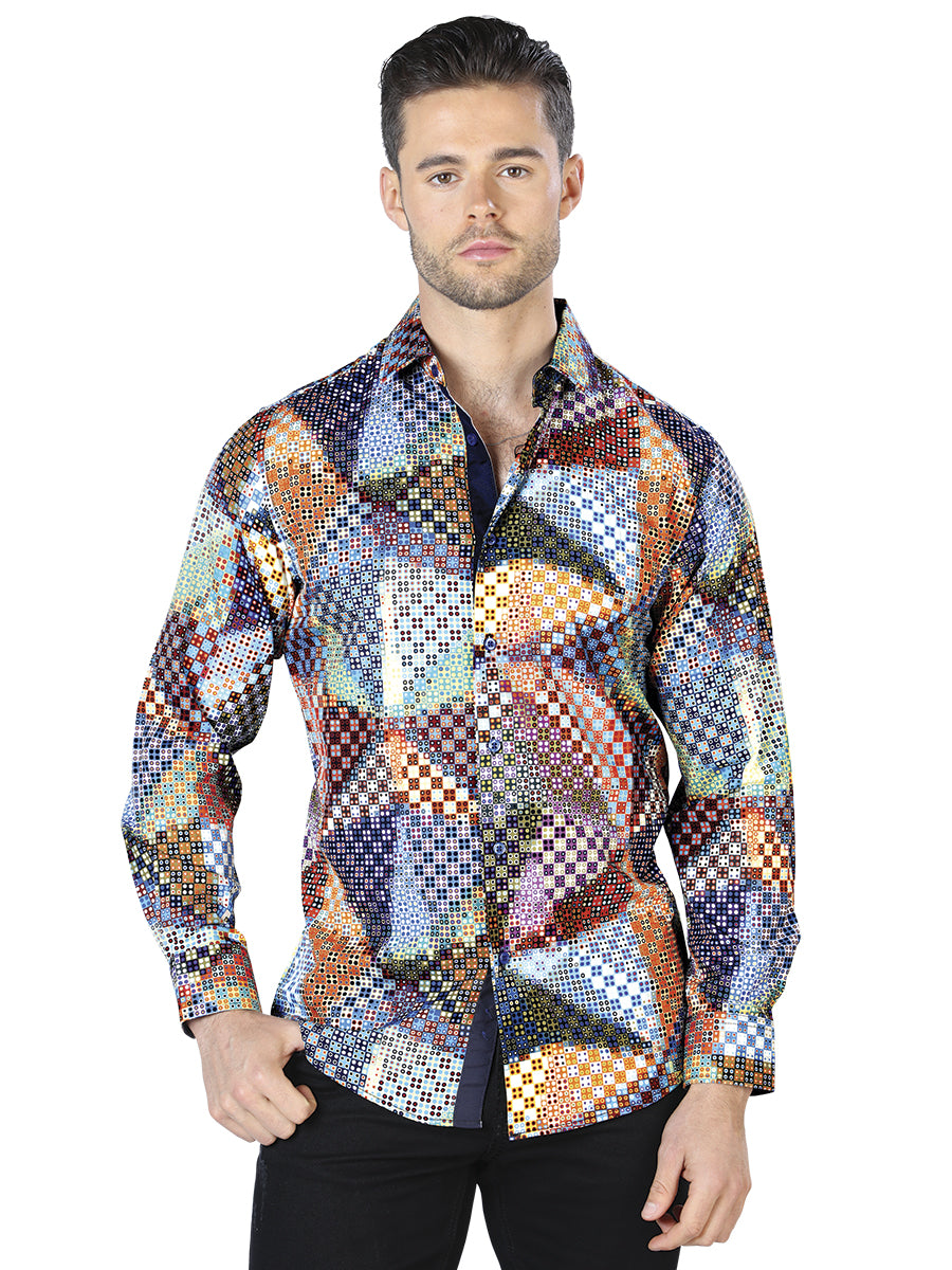 Camisa Casual Manga Larga El Señor De Los Cielos Wh10-043 97% Poliéster 3% Elastano Negro/Multicolor 44045