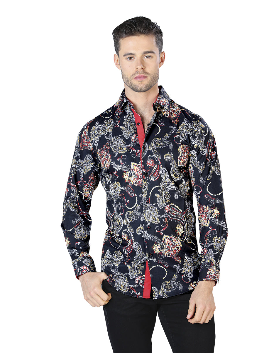 Negro Casual Manga Larga Camisa 44049