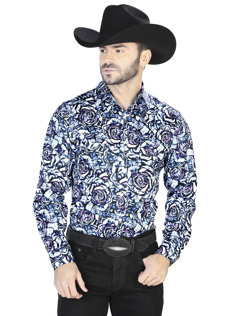 Camisa Casual Manga Larga El Señor De Los Cielos 8 97%Poliéster 3%Lycra Azul 44069