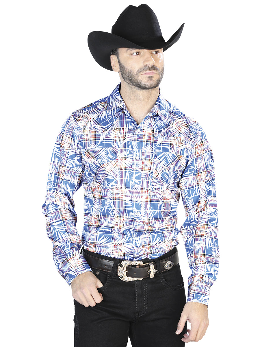 Camisa Casual Manga Larga El Señor De Los Cielos 21 97%Poliéster 3%Lycra Azul/Blanco 44086