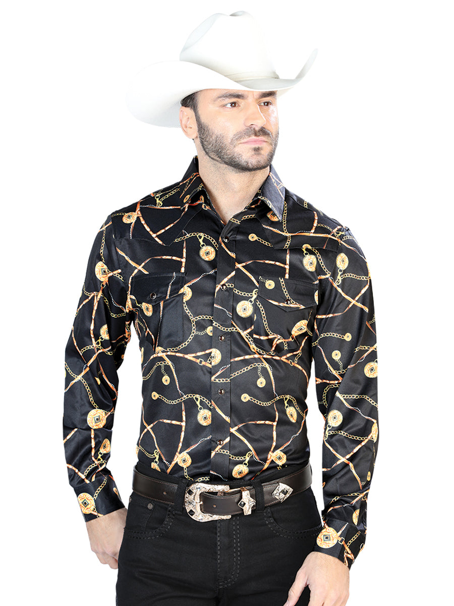 Negro Casual Manga Larga Camisa 44087