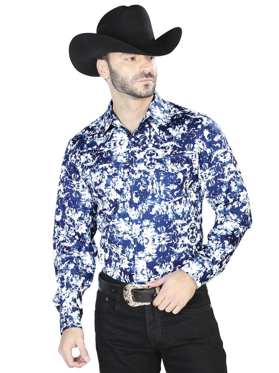 Camisa Casual Manga Larga El Señor De Los Cielos 24 97%Poliéster 3%Lycra Azul/Blanco 44091