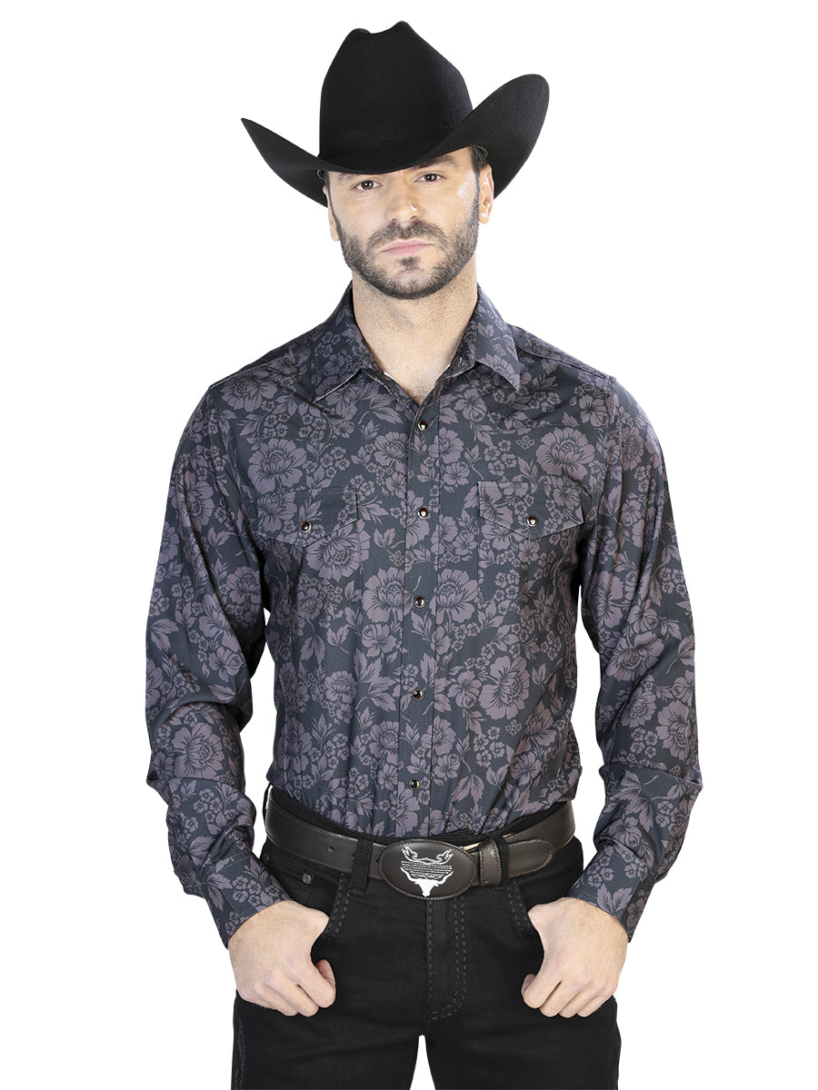 Oscuro Gris Casual Manga Larga Camisa 44100