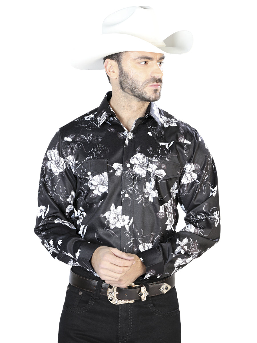 Camisa Casual Manga Larga El Señor De Los Cielos 34 97%Poliéster 3%Lycra Negro/Blanco Estampado 44109
