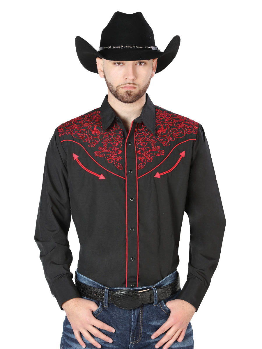 Camisa Vaquera L/ Manga El Señor De Los Cielos No.4044 65% Poliéster 35% Algodón Negro 44187