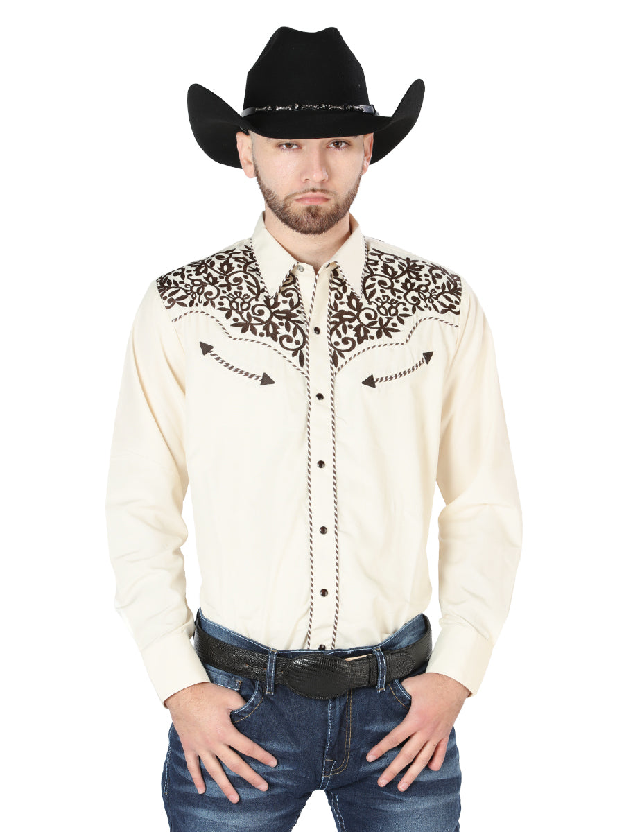 Camisa Vaquera L/ Manga El Señor De Los Cielos No.137 65% Poliéster 35% Algodón Beige 44193