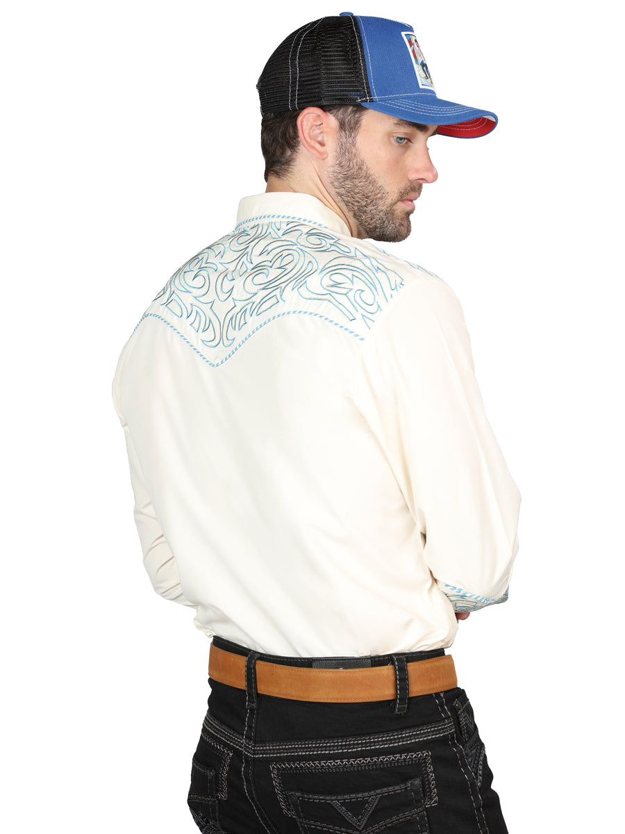 Camisa Vaquera Manga Larga El Señor De Los Cielos No.4032 65% Poliéster 35% Algodón Beige 44199