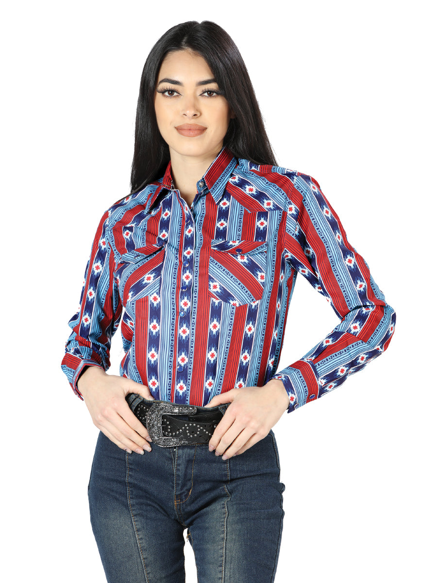 Dama Azul Manga Larga Vaquero Camisa 44213