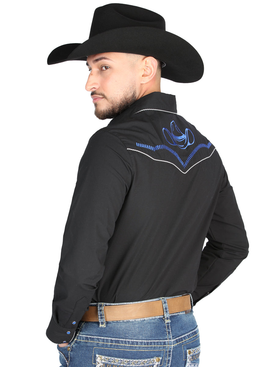 Camisa Vaquera M/ Larga El General Mex2308 65% Poliester 35% Algodon Negro 44297