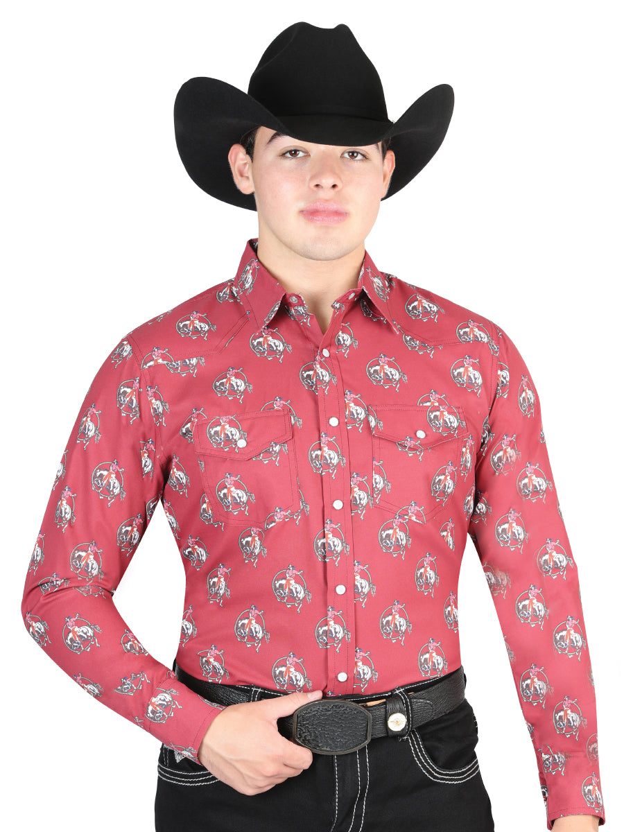 Camisa Vaquera M/ Larga El General 1024-4 65% Poliester 35% Algodon Roja 44306