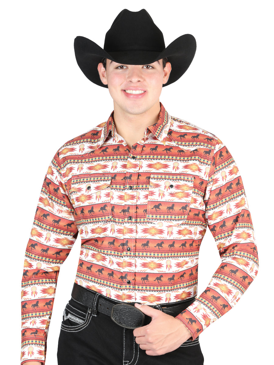 Camisa Vaquera M/ Larga El General 1024-13 65% Poliester 35% Algodon Ladrillo 44315