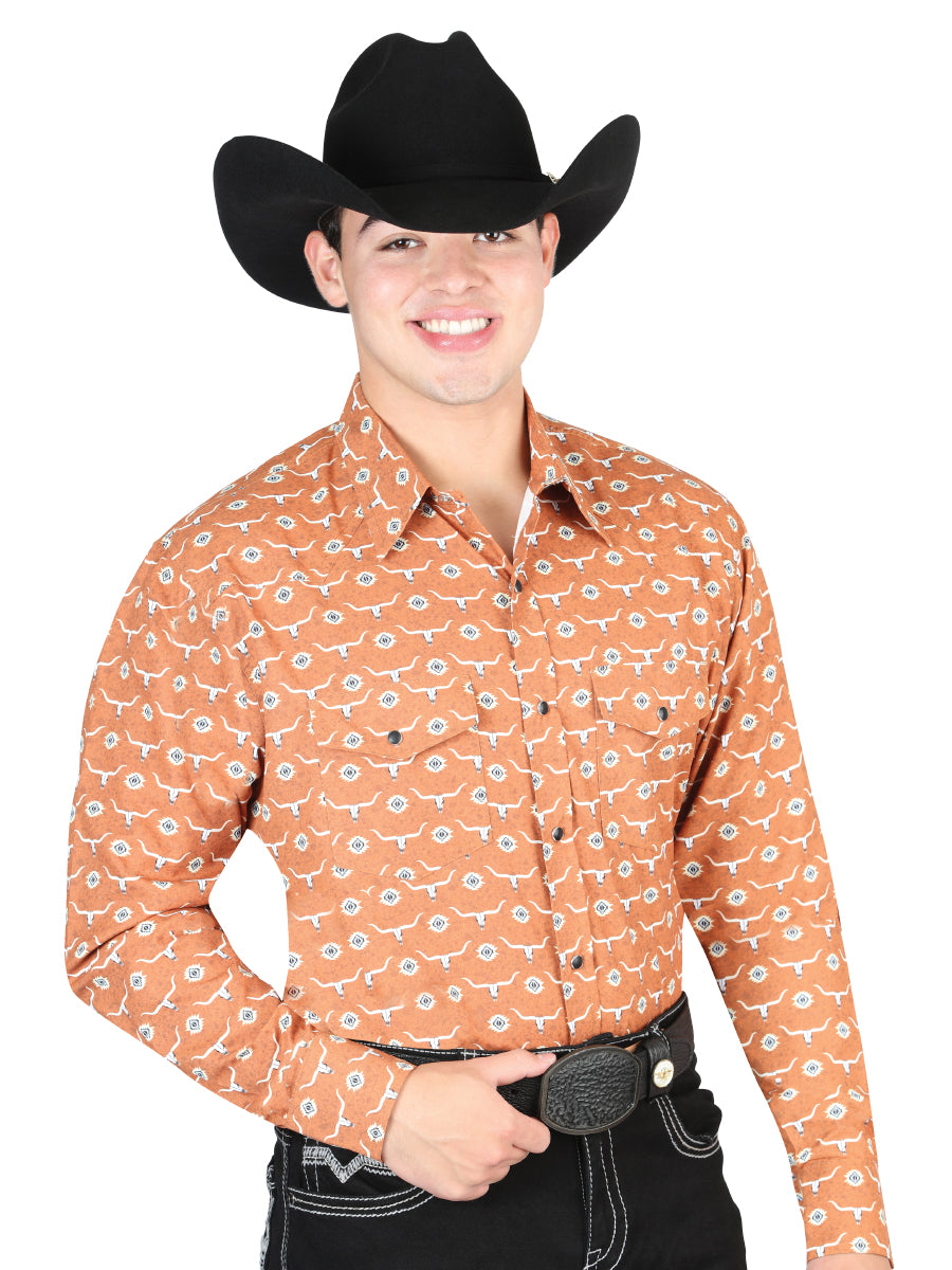 Camisa Vaquera M/ Larga El General 1024-26 65% Poliester 35% Algodon Cafe 44328